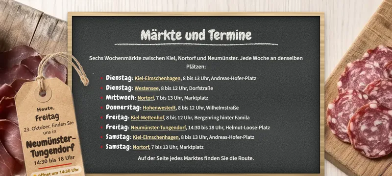 Fleischermeister Mehrens, digitaler Effekt: Märkte: Der Anhänger an der Kreidetafel