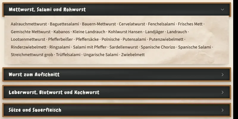 Fleischermeister Mehrens, digitaler Effekt: Sortiment von A bis Z: zum Aufklappen