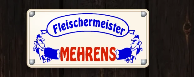 Fleischermeister Mehrens, digitaler Effekt: Überall: Das Emaille-Schild mit unserem Logo
